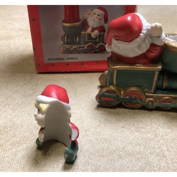 Santa Claus Candle Hugger  Candle Holders Christmas Train Vintage - Picture 8 of 8